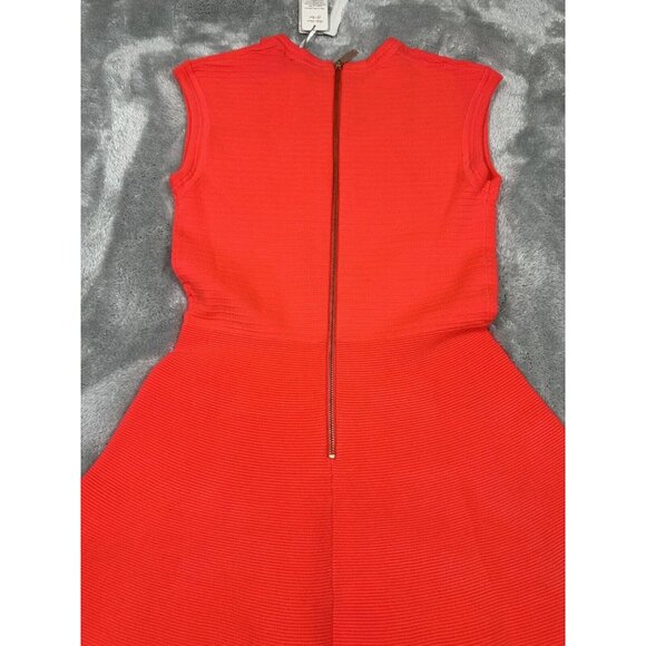 NWT Ted Baker Dress Womens 3 US 8 Neon Pink Coral Zaralie Jacquard Knit Skater - Picture 10 of 12